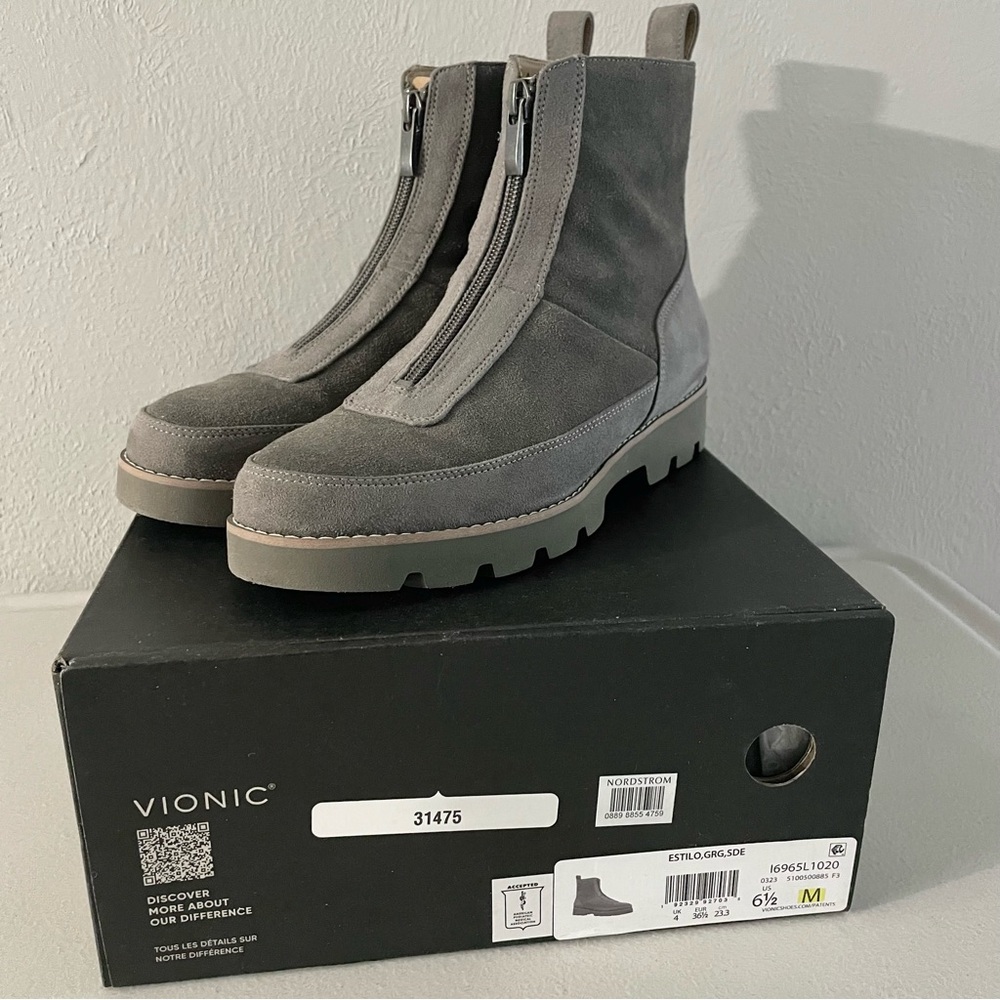Vionic Estilo Ankle Boots Water Repellent Suede Women’s Size 6 1/2 M  EU 36 1/2